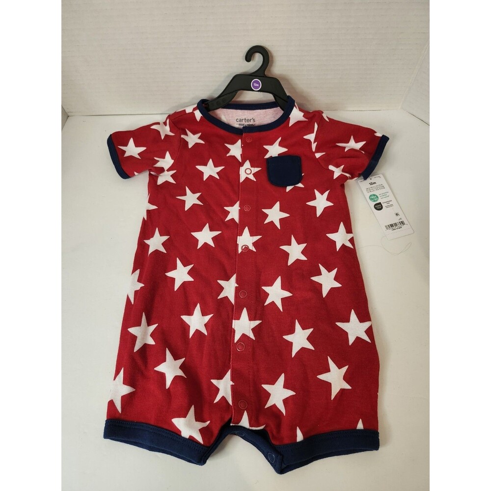 Infants CUTE Patriotic Stars Romper (Size 12 M) New With Tags